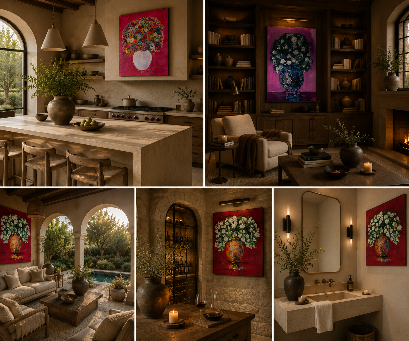 Kitchen and living room collage
