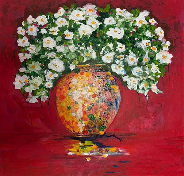 White Blooms — original floral acrylic painting by Monique Paré