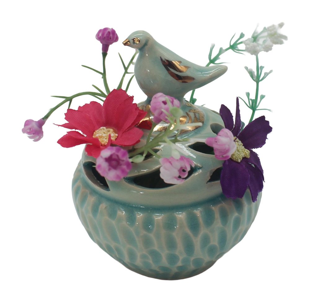 Celadon Bird Flower Holder
