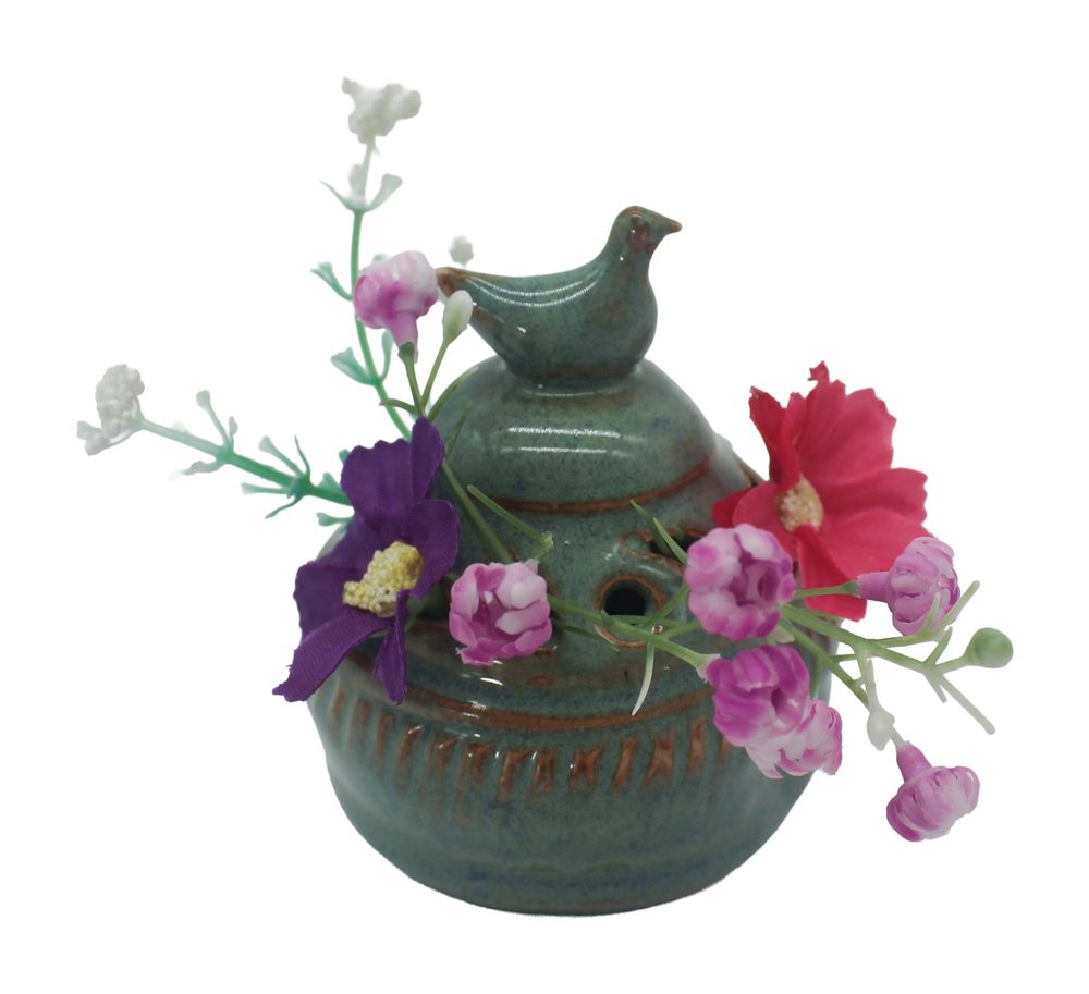 Olive Bird Flower Holder